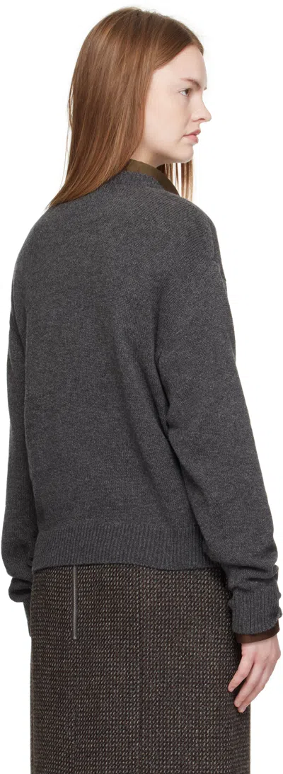 Auralee Gray Light Cashmere Knit V-neck Sweater In Gray