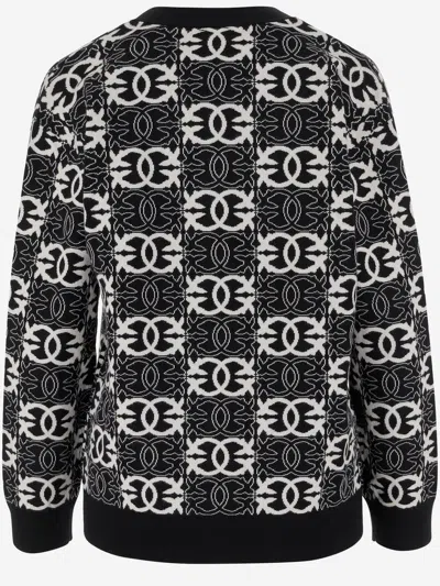 Pinko V-neck Long Sleeve Knit Cardigan Design In Multi