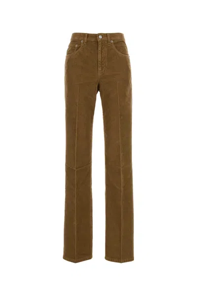 Saint Laurent Corduroy Trousers With Belt Loops And Pockets In Multi