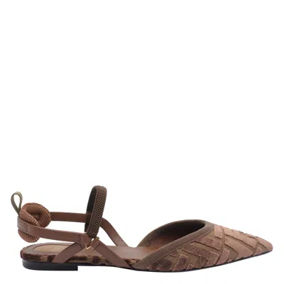 Fendi Kitten Ff Sling Back In Brown