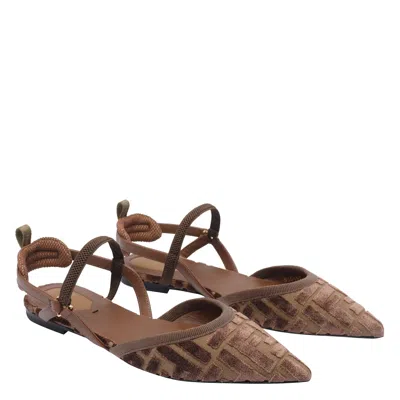 Fendi Kitten Ff Sling Back In Brown