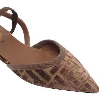 Fendi Kitten Ff Sling Back In Brown