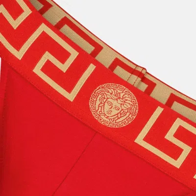 Versace Suspensorium With Greca Border In Red