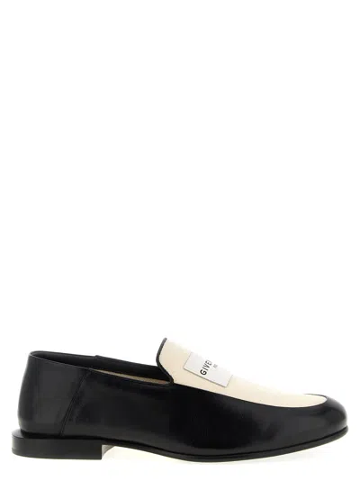 Givenchy Two-tone Leather And Canvas Label Loafers In Black