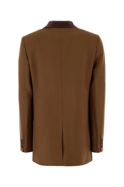 Fendi Wool Single-breasted Jacket Featuring Flap Pockets In Brown
