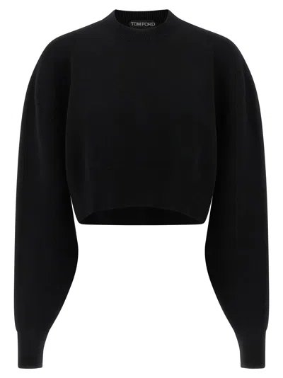Tom Ford Maglione Oversize In Misto Lana Nera Donna In Black