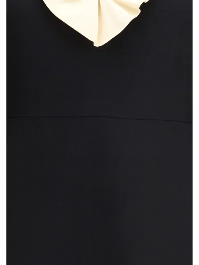 Valentino Womens Navy Betulla Ruffled V-neck Wool And Silk Midi Dress