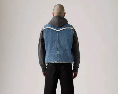 Levi's Western Denim Sherp Vest Sky Desert Sher Clothing In Blue