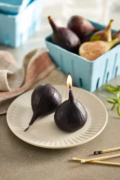 Happy Organics Fig Beeswax Candles, Set Of 2 In Multi