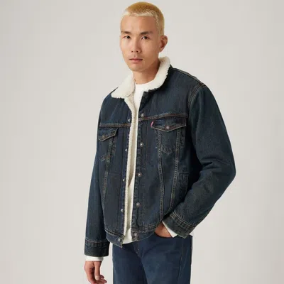 Levi's Type Iii Fleece Lined Denim Trucker Jacket In Black
