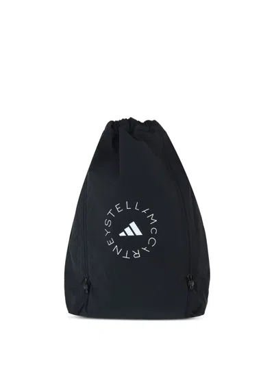 Adidas By Stella Mccartney Gymsack Backpack With Adjustable Straps And Side Zipper Pocket In Black