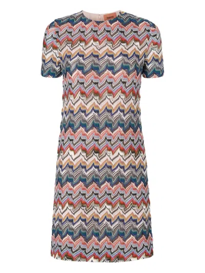 Missoni Short A-line Knit Dress Patterns In Multi