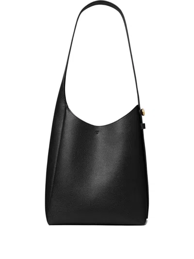 Tory Burch Small Leather Hobo Bag With Adjustable Strap In Black