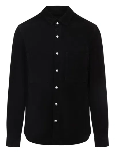 Rick Owens Black Wool Flannel Shirt In Black