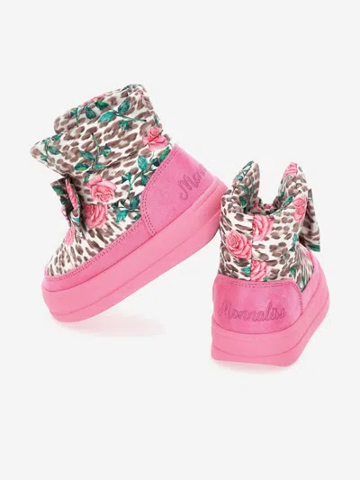 Monnalisa Bow Boots In Multi