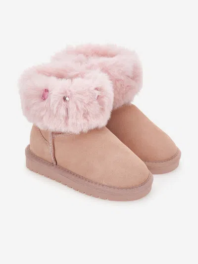 Monnalisa Bow-embellished Boots In Brown