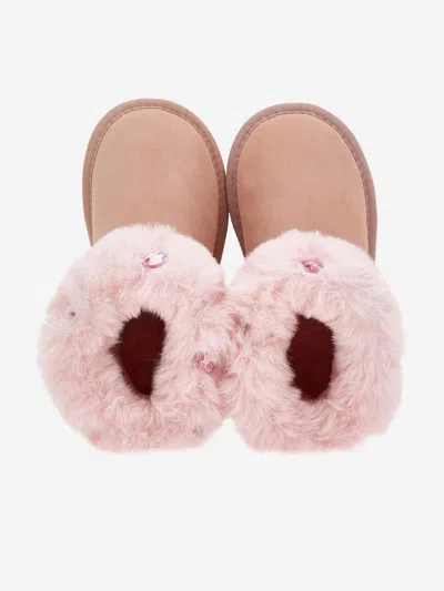 Monnalisa Bow-embellished Boots In Brown