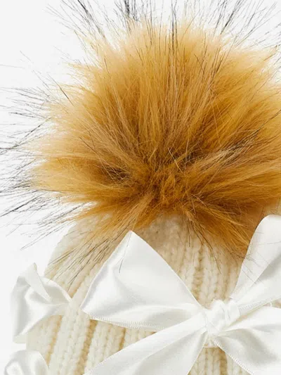 Monnalisa Hat With Bows In Neutral