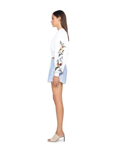 Off-white Floral Graphic Long Sleeve Top In White