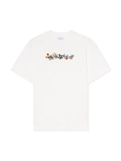 Off-white White T-shirt With Embroidered Floral Logo