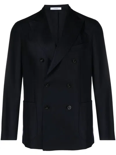 Boglioli Virgin Wool And Cotton Double-breasted K-jacket In Dark Blue