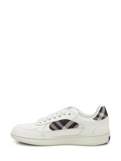 Burberry Leather And Check Sneaker Terrace In White