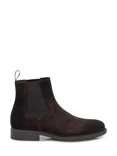 Doucal's Elastic-panel Suede Boots In Brown