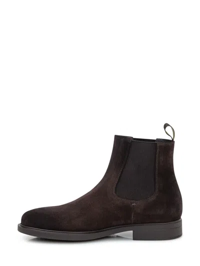 Doucal's Elastic-panel Suede Boots In Brown