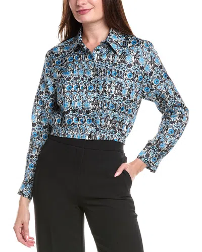 Sandro Woman Shirt Light Blue Size 4 Silk In Blue