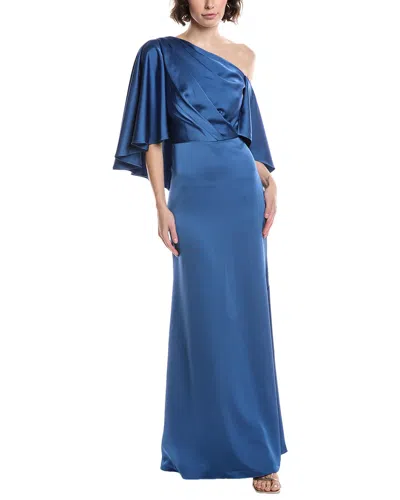 Theia Kia Cape Gown In Blue