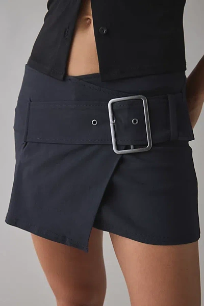 Kimchi Blue Girls Night Low-rise Belted Wrap Micro Mini Skort In Black, Women's At Urban Outfitters In Black