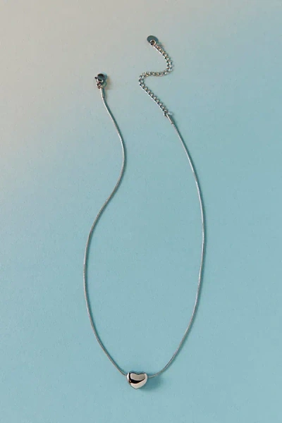 Urban Outfitters Waterproof Lydia Puffy Heart Pendant Necklace In Silver, Women's At  In Metallic
