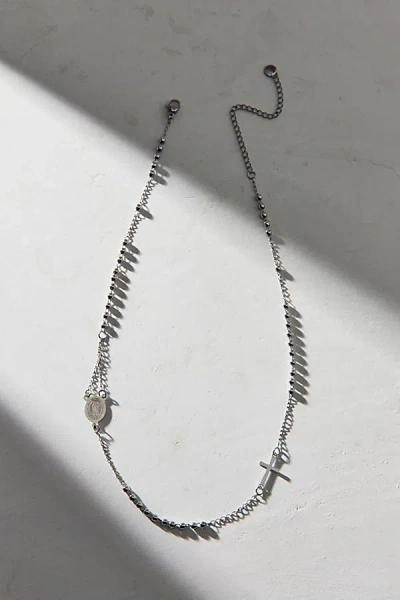 Urban Outfitters Waterproof Rosie Cross Strand Necklace In Silver, Women's At  In Metallic