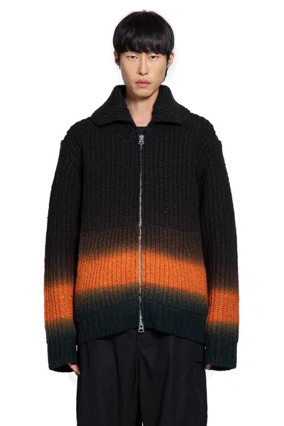 Sacai Mens Brown Regular-fit Spread-collar Wool Cardigan In Multi