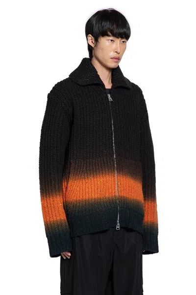 Sacai Mens Brown Regular-fit Spread-collar Wool Cardigan In Multi