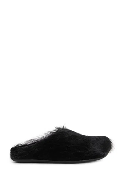 Marni Long-hair Calfskin Fussbett Sabot In Black