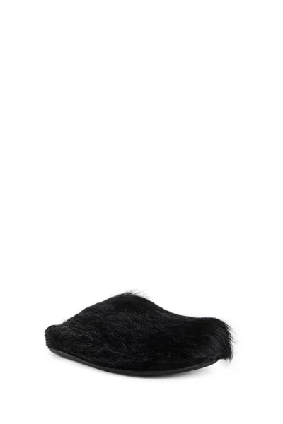 Marni Long-hair Calfskin Fussbett Sabot In Black