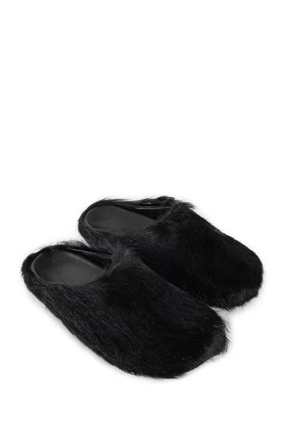 Marni Long-hair Calfskin Fussbett Sabot In Black