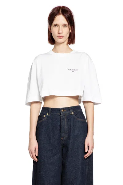 Givenchy Cropped Fit T-shirt In Cotton With Stamp Print Clothing In White