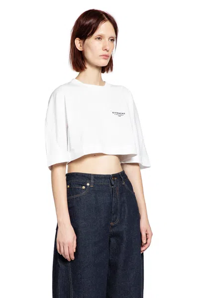 Givenchy Cropped Fit T-shirt In Cotton With Stamp Print Clothing In White
