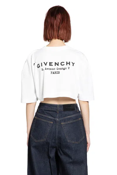 Givenchy Cropped Fit T-shirt In Cotton With Stamp Print Clothing In White