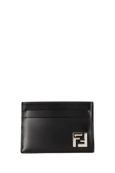 Fendi Flat Card Case Vit.king Wallets Black In Black