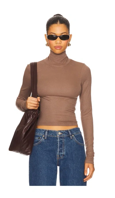 Lamade Felix Crop Turtle Neck Top In Brown
