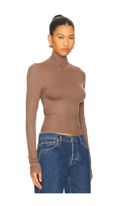Lamade Felix Crop Turtle Neck Top In Brown