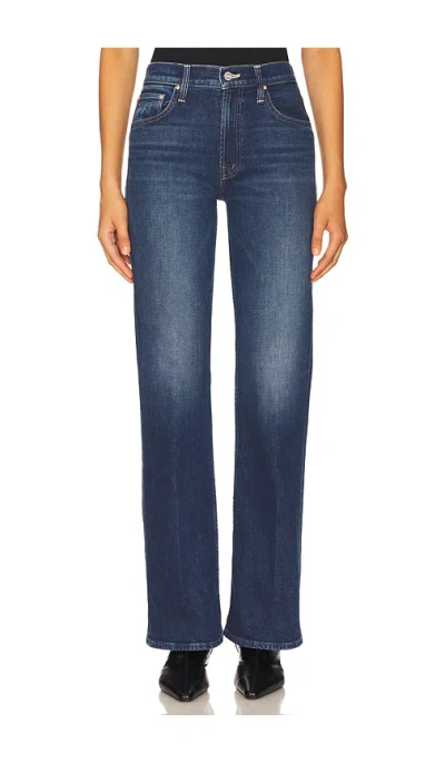 Mother The Mid Rise Mavin Sneak Blue Jeans With Belt Loops And Logo Embroidery On The Rear In Denim Woman