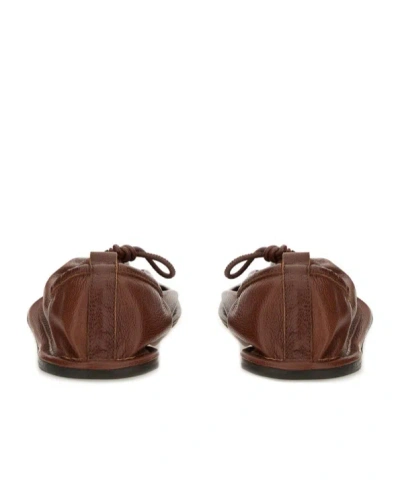 Hereu Elasticated Detail Square-toe Flat Shoes In Brown