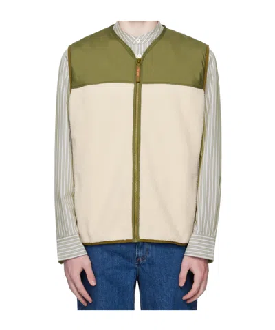 Apc Crew Neck Sleeveless Sweatshirt With Contrast Panel In Multi