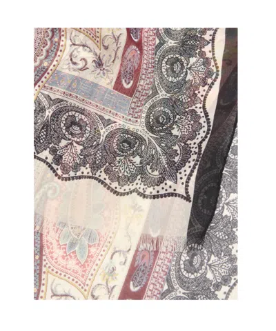 Etro Silk Scarf With Placed Print In Multi