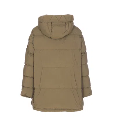 Herno Green Padded Down Jacket Frontal Zip Closure In Brown