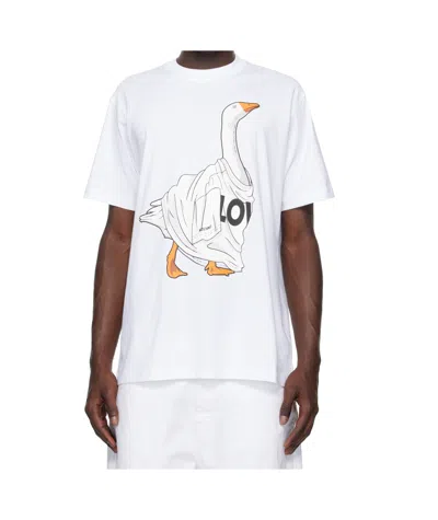 Moschino Organic Cotton Jersey T-shirt Goose In White